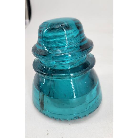CD 154 Hemingray 42 Hemi Blue Antique Glass Telegraph Insulator Striations - Picture 2 of 9